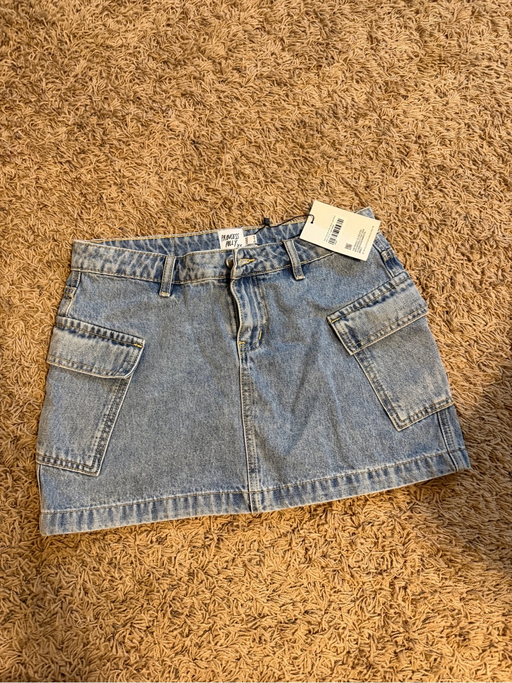 Princess Polly Light Blue Denim Mini Skirt with Cargo Pockets